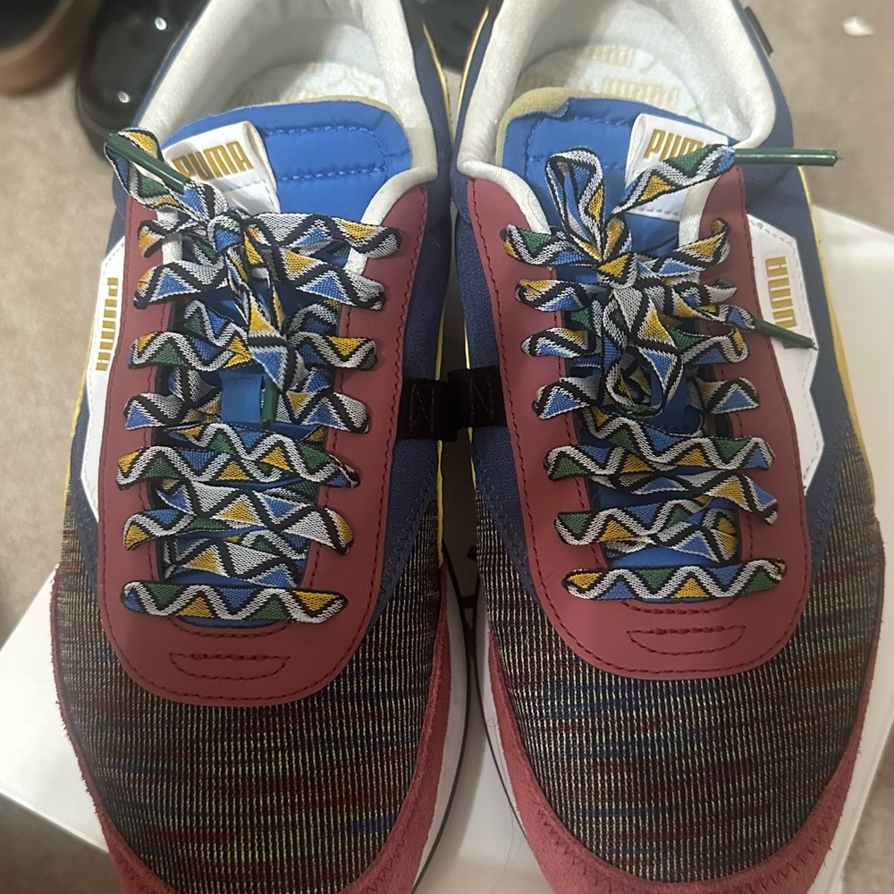 Puma Red and Blue Patterned Sneakers